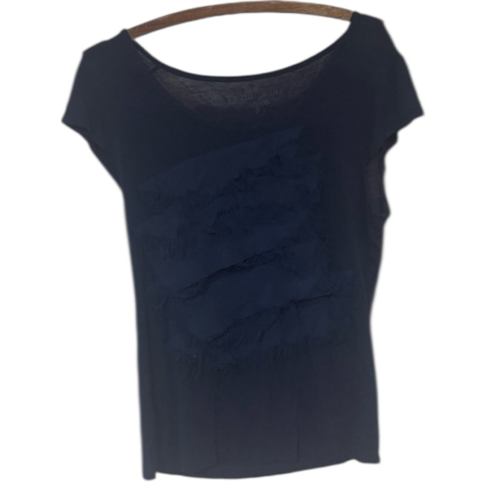 Mac and Jack Navy Blue T-shirt with layered ruffles with fringe - Picture 4 of 4